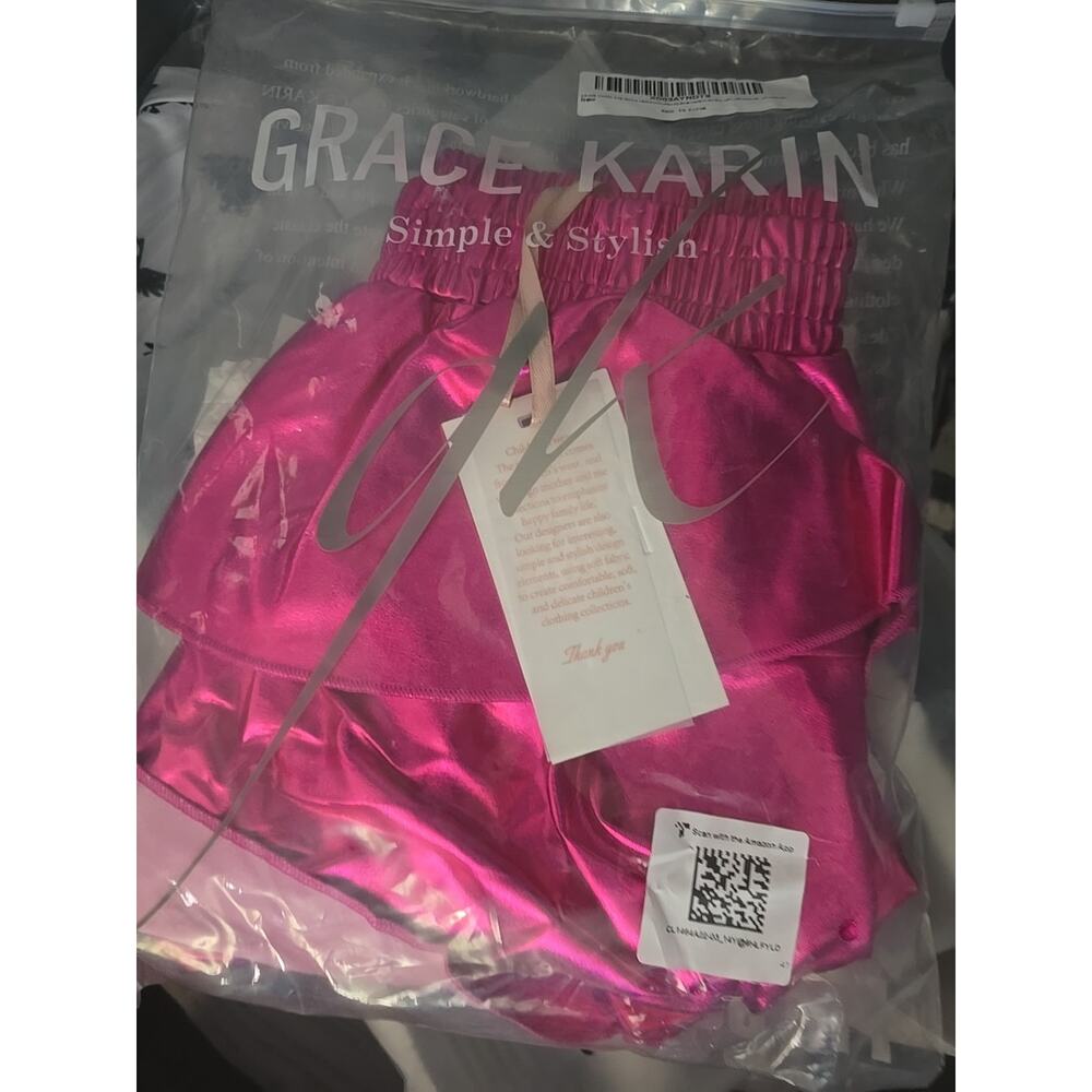 GRACE KARIN Girls Metallic Party Skirt Girls Fashion 3 Layer Ruffle Skirt Sz 14 - Picture 9 of 9